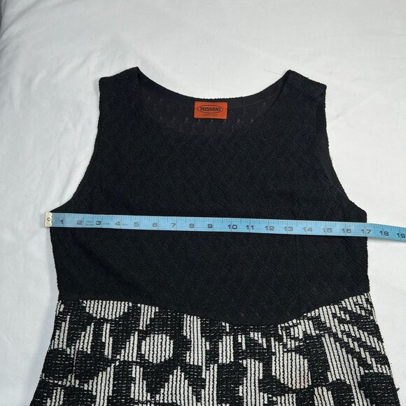 Missoni Spell it Out Mini Dress Y2K Black White Knit Sleeveless Shift Dress Sm - Picture 7 of 15